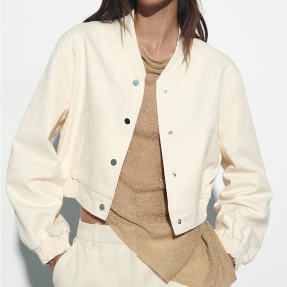 Zara Cropped Bomber Jacket New - Picture 2 of 8